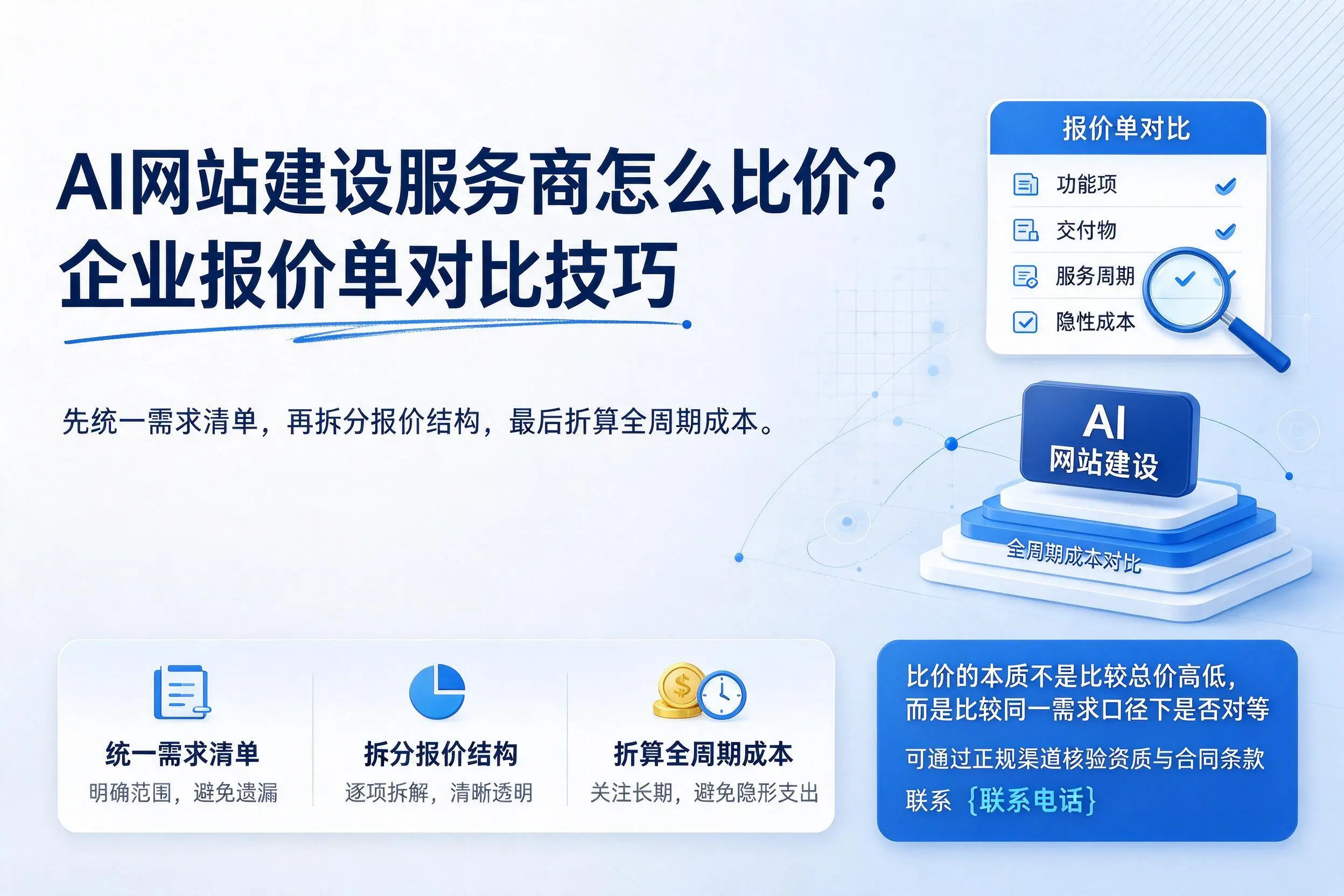AI网站建设服务商怎么比价？湘潭企业报价单对比技巧