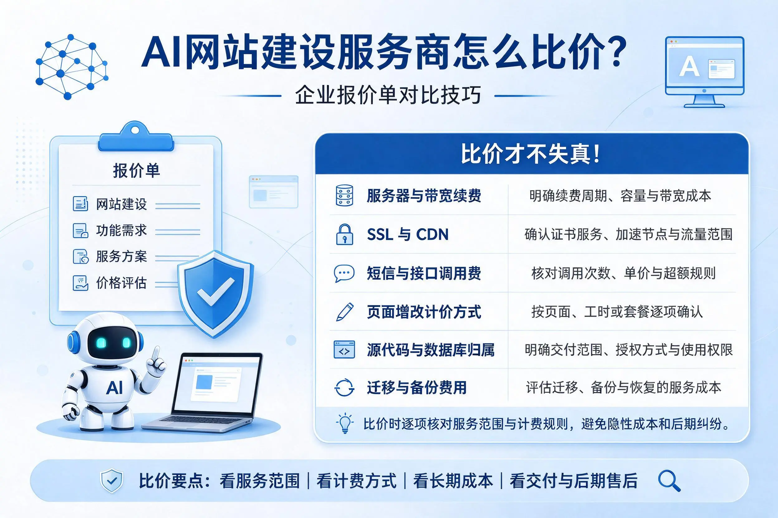 AI网站建设服务商怎么比价？湘潭企业报价单对比技巧