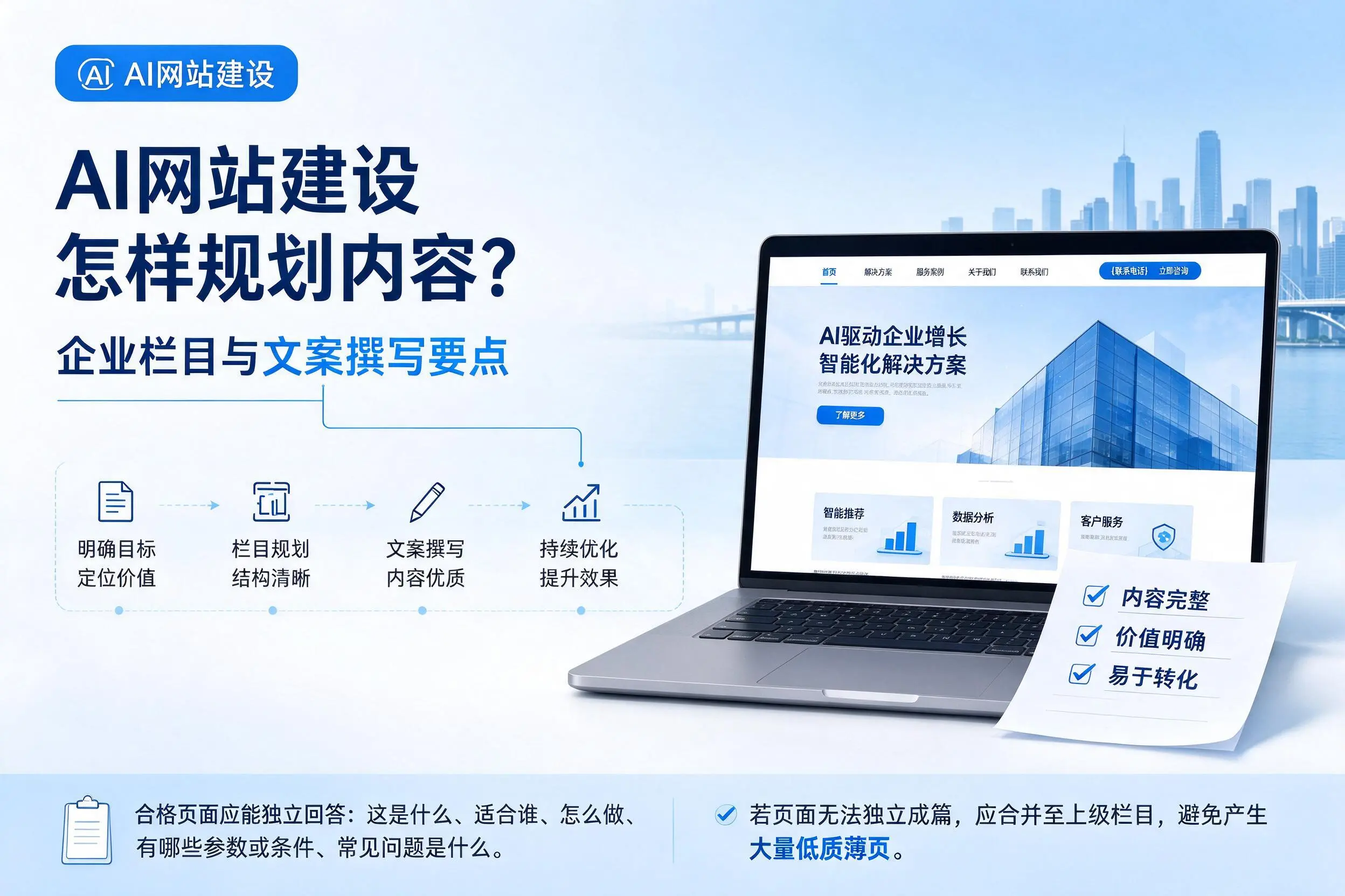 AI网站建设怎样规划内容？湘潭企业栏目与文案撰写要点